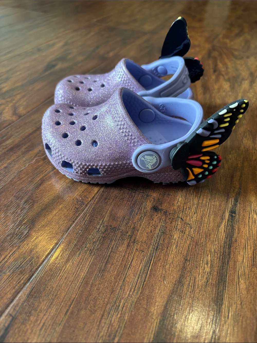 Crocs Glitter Lavender Butterfly Clogs